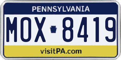 PA license plate MOX8419