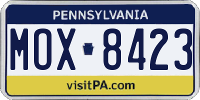 PA license plate MOX8423