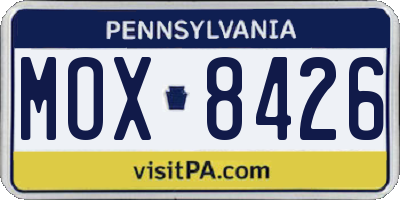 PA license plate MOX8426