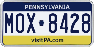 PA license plate MOX8428