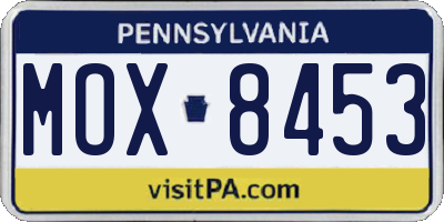 PA license plate MOX8453