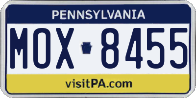 PA license plate MOX8455