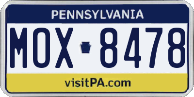 PA license plate MOX8478