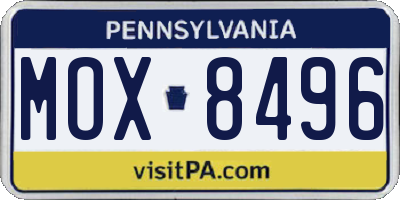 PA license plate MOX8496