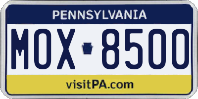 PA license plate MOX8500
