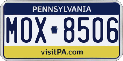 PA license plate MOX8506