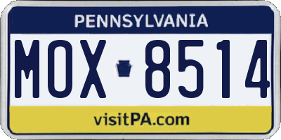 PA license plate MOX8514