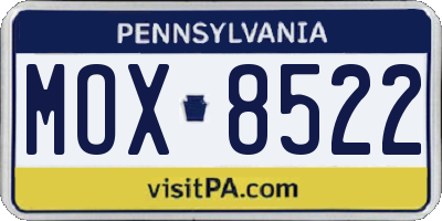 PA license plate MOX8522