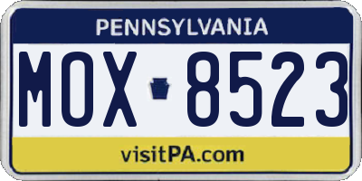 PA license plate MOX8523