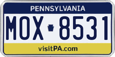 PA license plate MOX8531