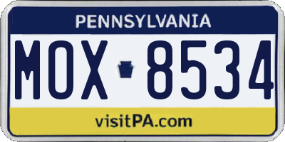 PA license plate MOX8534