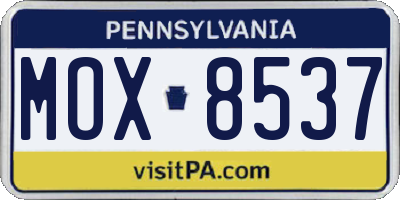 PA license plate MOX8537