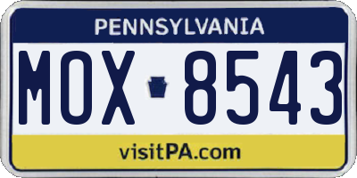 PA license plate MOX8543