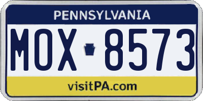PA license plate MOX8573