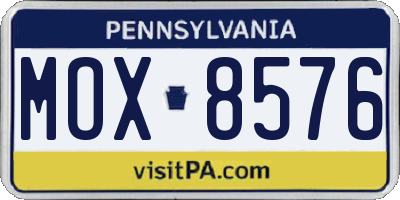 PA license plate MOX8576