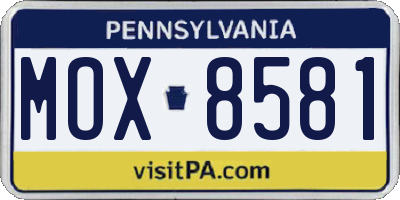 PA license plate MOX8581