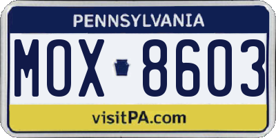 PA license plate MOX8603