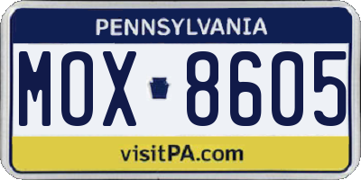 PA license plate MOX8605