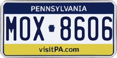 PA license plate MOX8606