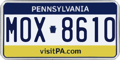 PA license plate MOX8610