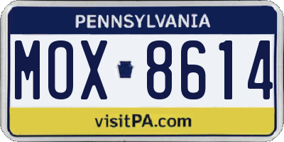 PA license plate MOX8614