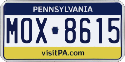 PA license plate MOX8615