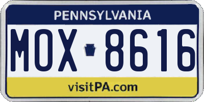 PA license plate MOX8616