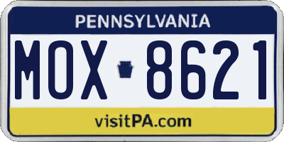 PA license plate MOX8621
