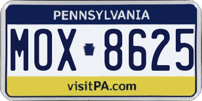 PA license plate MOX8625