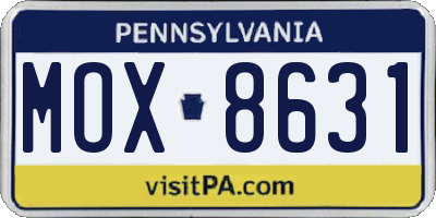 PA license plate MOX8631