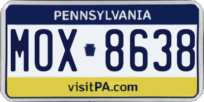 PA license plate MOX8638