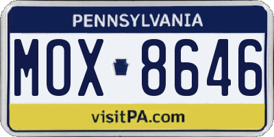 PA license plate MOX8646