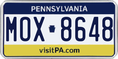 PA license plate MOX8648