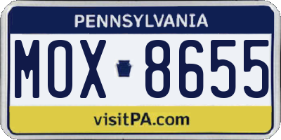 PA license plate MOX8655
