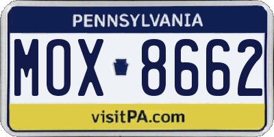 PA license plate MOX8662