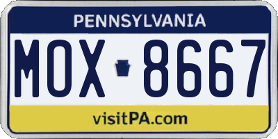 PA license plate MOX8667