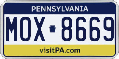 PA license plate MOX8669