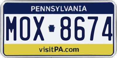 PA license plate MOX8674