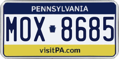 PA license plate MOX8685