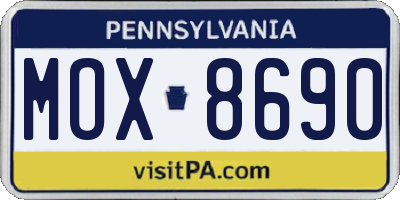 PA license plate MOX8690