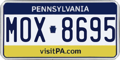 PA license plate MOX8695
