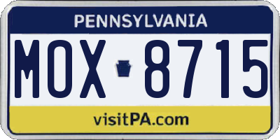 PA license plate MOX8715