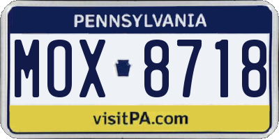 PA license plate MOX8718