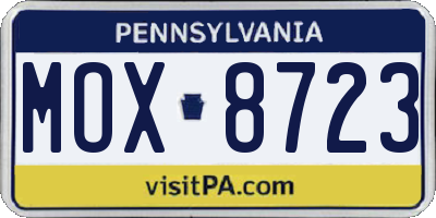 PA license plate MOX8723