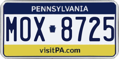 PA license plate MOX8725