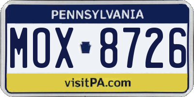 PA license plate MOX8726