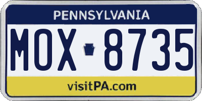 PA license plate MOX8735