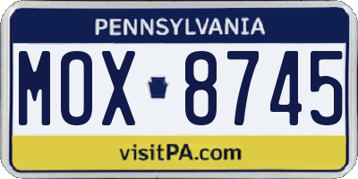 PA license plate MOX8745