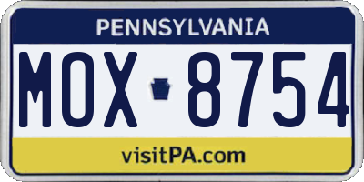 PA license plate MOX8754