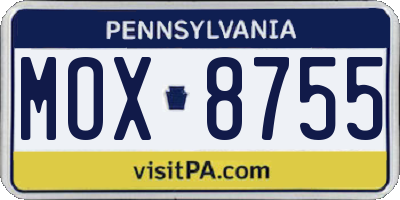 PA license plate MOX8755